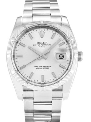 Replica Rolex Oyster Perpetual Date 34mm Silver Dial 115210