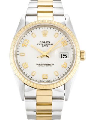 Replica Rolex Oyster Perpetual Date 34mm White Dial 15223