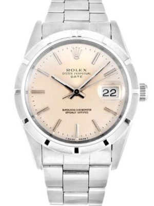 Replica Rolex Oyster Perpetual Date 34mm Silver Dial 15210