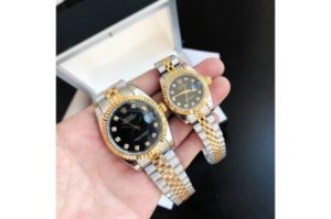 Replica Rolex Datejust 36/28mm RG/SS Jub Black/Dia