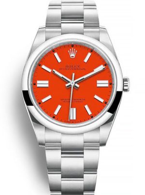 Replica Rolex Oyster Perpetual Lady 36mm Coral Red Dial 126000