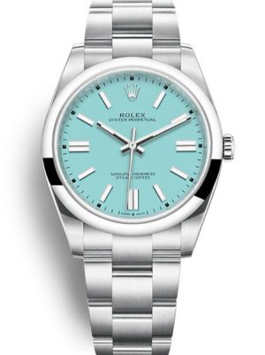Replica Rolex Oyster Perpetual 41mm Turquoise Blue Dial 124300